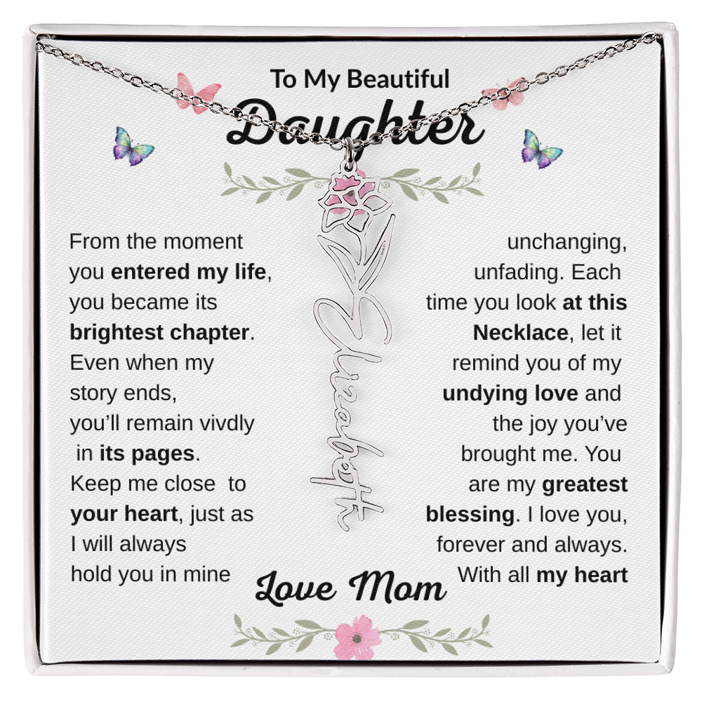 Beautiful customizable Birth Flower Name Necklace