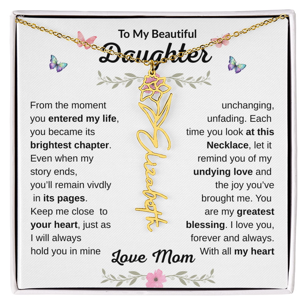 Beautiful customizable Birth Flower Name Necklace