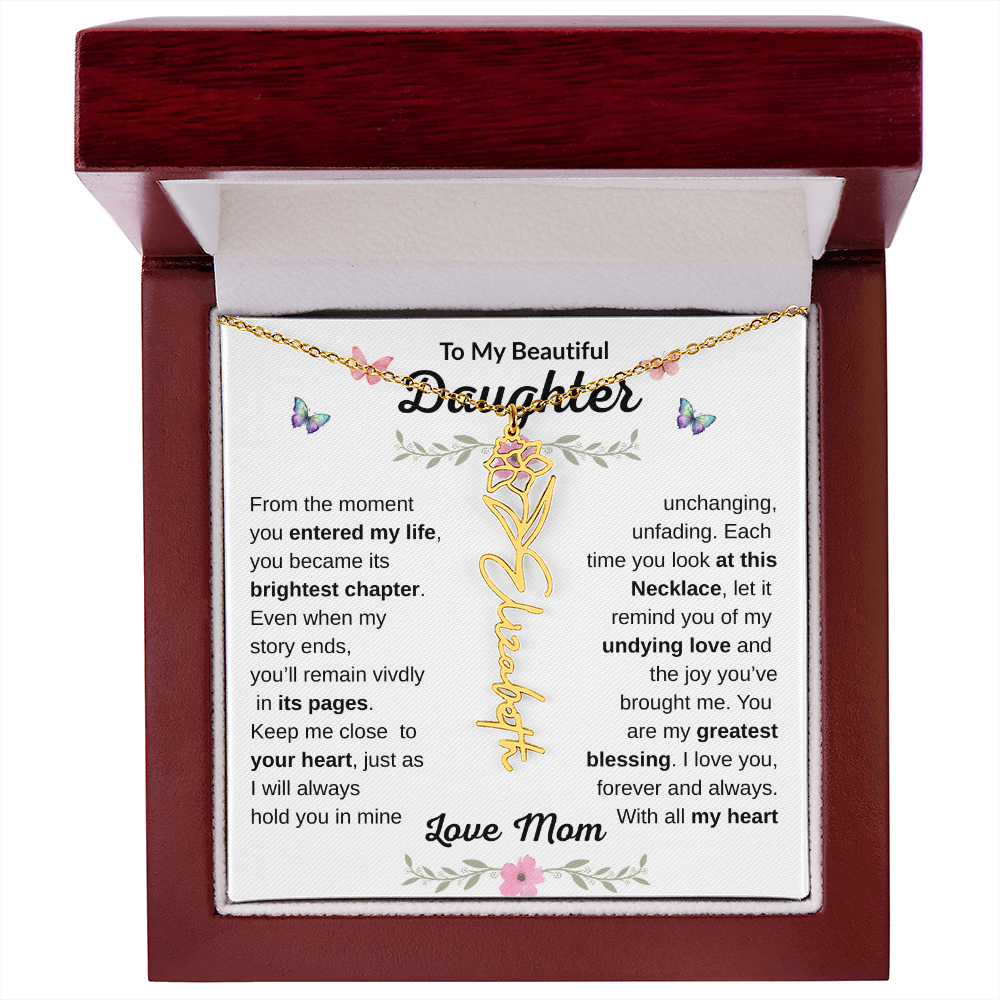 Beautiful customizable Birth Flower Name Necklace