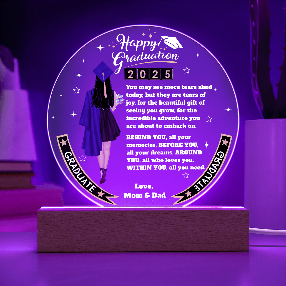 Let Her Know How Proud You are | Happy Moment for a Special Graduation Gift | A Circle Acrylic Plaque |