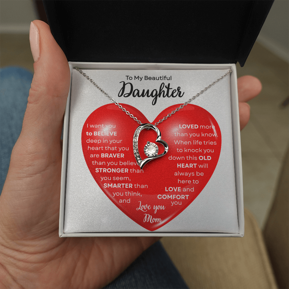 To My Beautiful Daughter | This Old Heart Will Love you Always | Forever Love Necklace