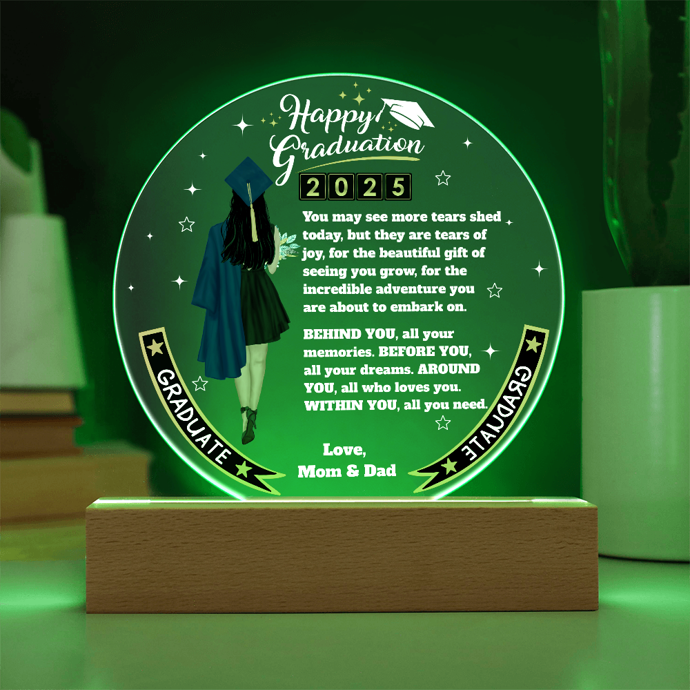 Let Her Know How Proud You are | Happy Moment for a Special Graduation Gift | A Circle Acrylic Plaque |