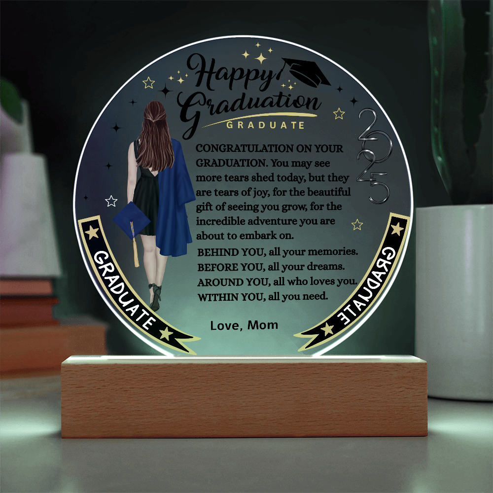 Congratulation on Your Graduation | lighted | Circle Acrylic Plaque.