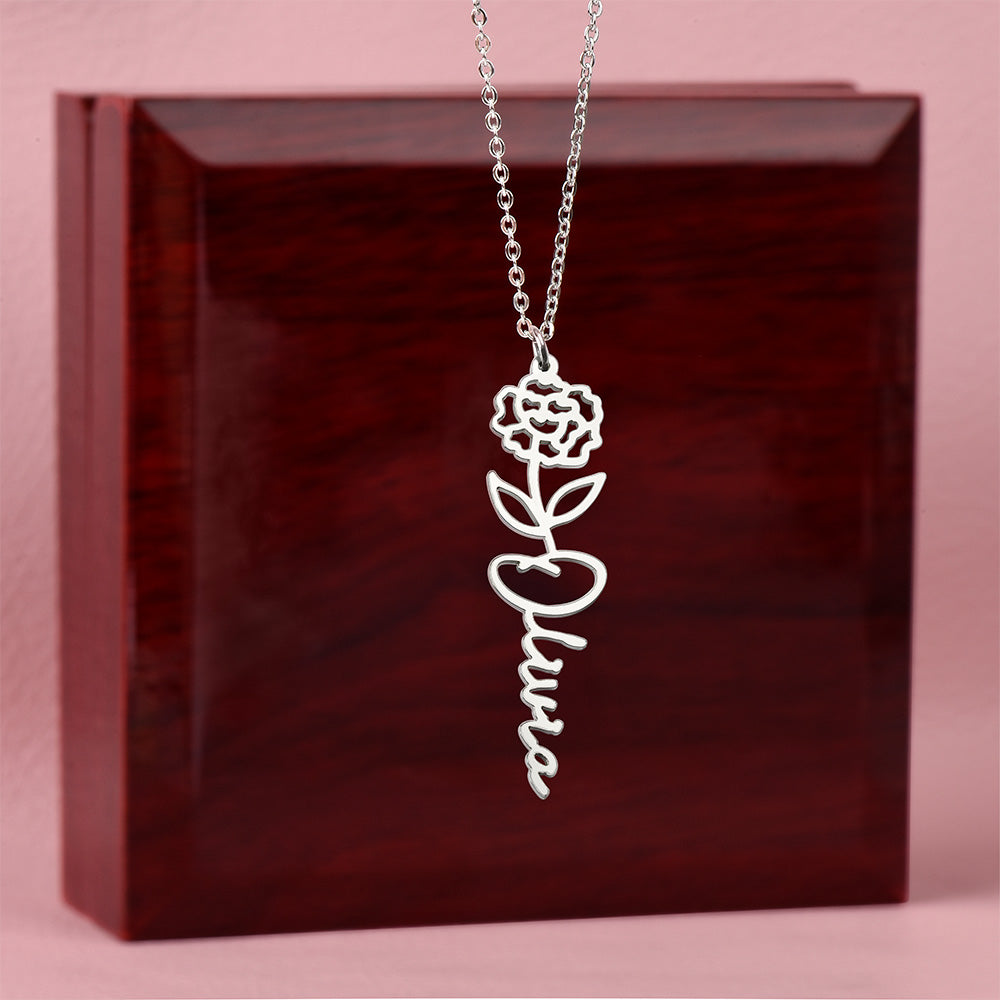 Beautiful customizable birth flower Name Necklace