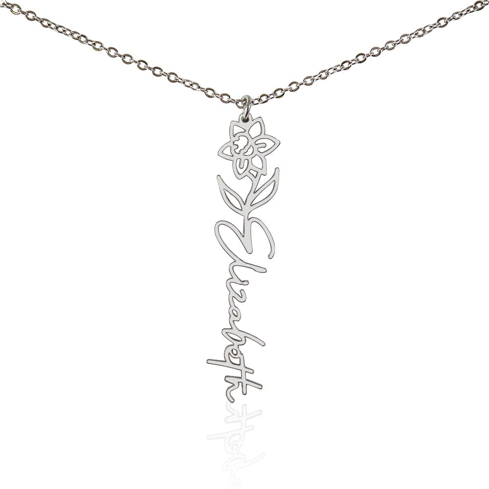 Beautiful customizable birth flower Name Necklace