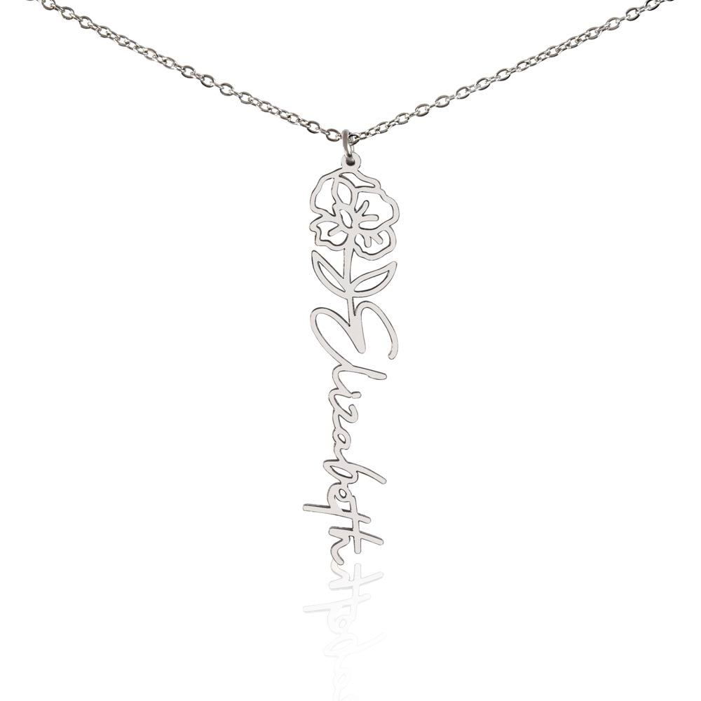 Beautiful customizable birth flower Name Necklace