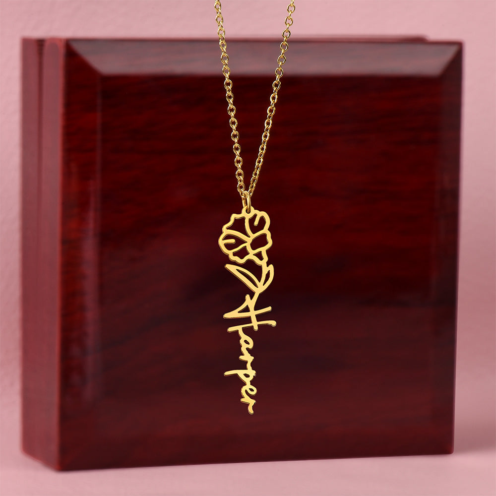 Beautiful customizable birth flower Name Necklace