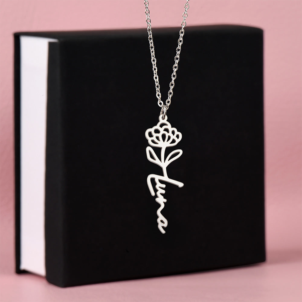 Beautiful customizable birth flower Name Necklace