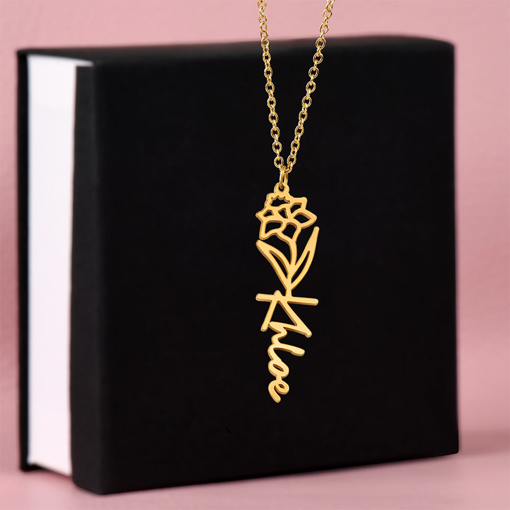 Beautiful customizable birth flower Name Necklace