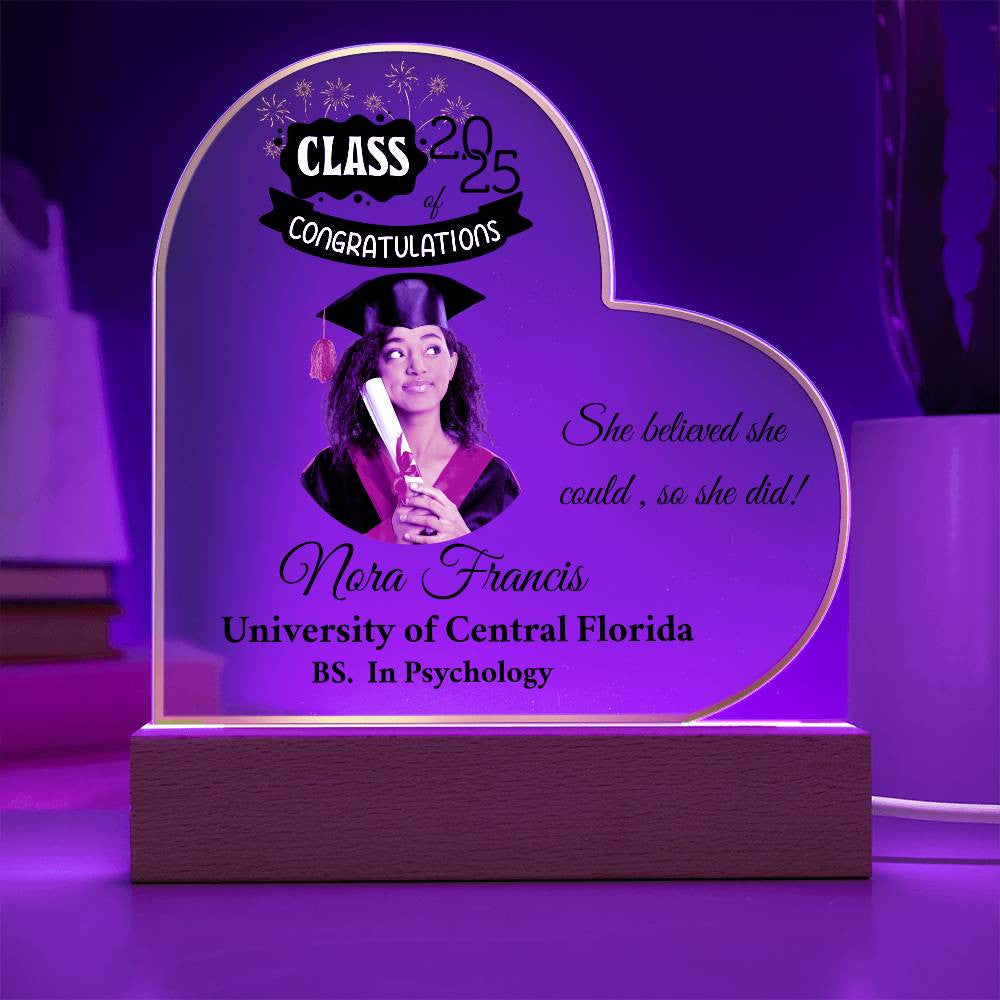 Personalized Photo and Names | Graduation |Class of 2025 | Acrylic Heart Plaque