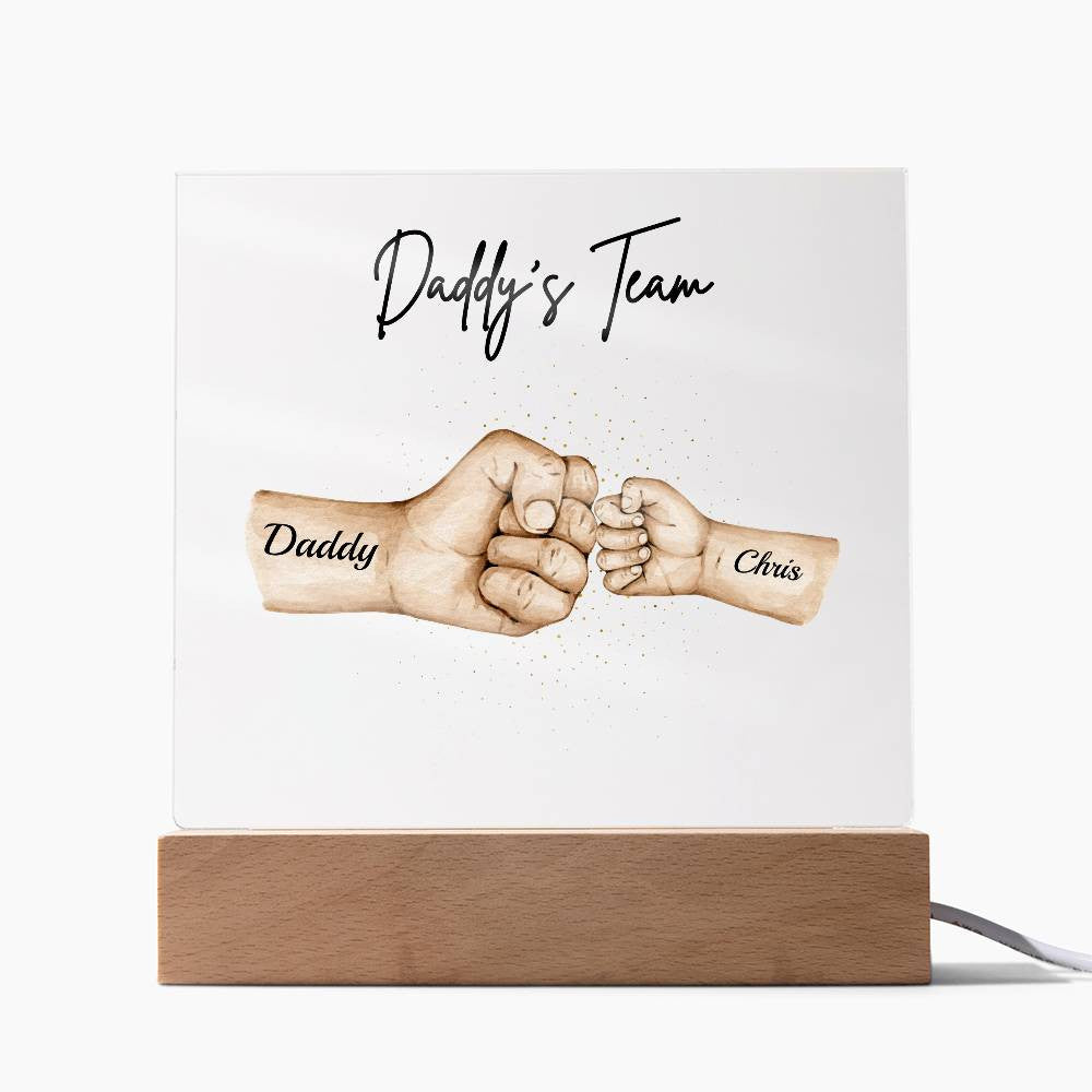 Daddy's Team | Personalized |Acrylic Plaque with LED Night Light