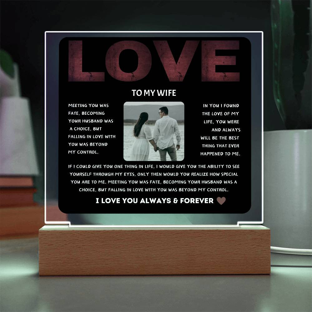 To My Soulmate Love Acrylic Square Plaque