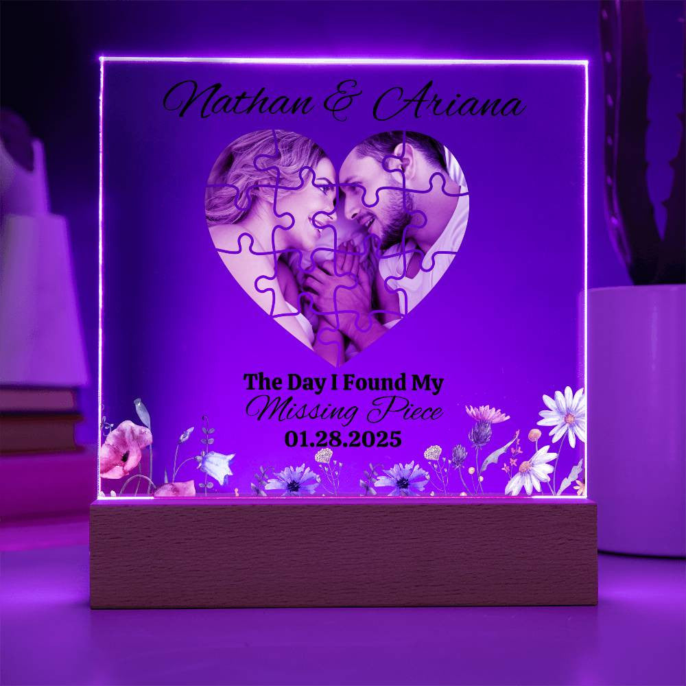 The Day I Found My Missing Piece | Acrylic Square Plaque | Multi-Background -Heart
