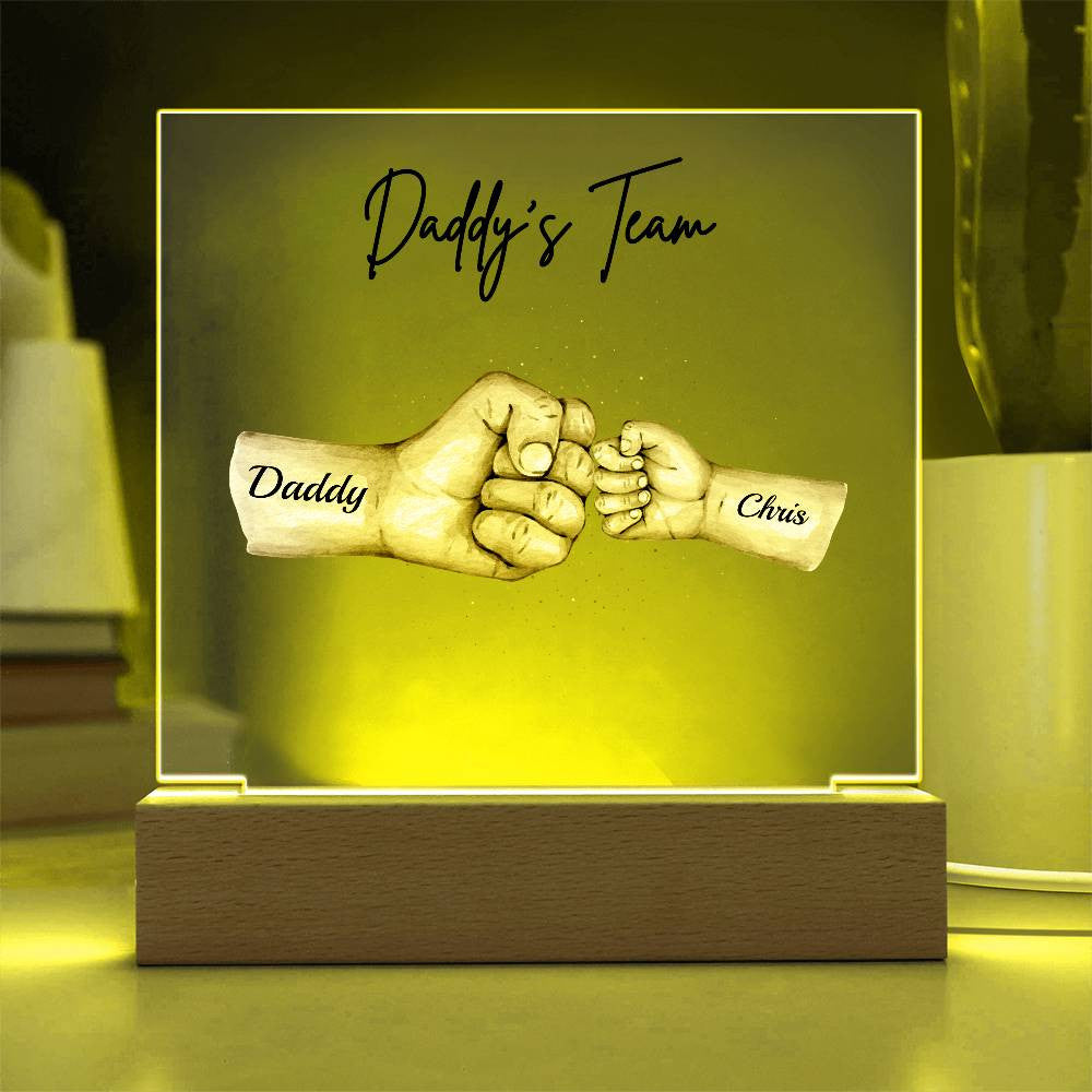 Daddy's Team | Personalized |Acrylic Plaque with LED Night Light