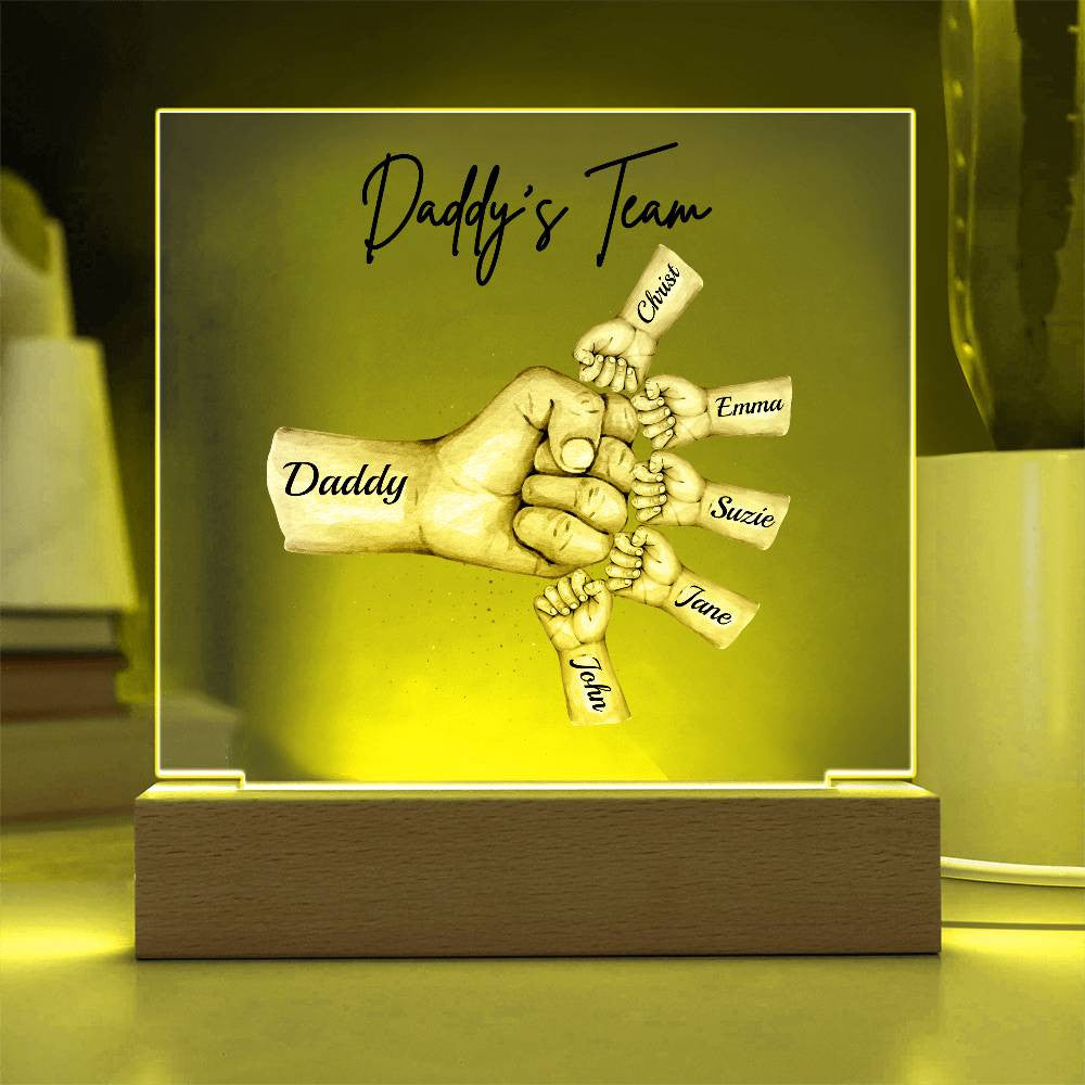 Daddy's Team | Personalized |Acrylic Plaque with LED Night Light