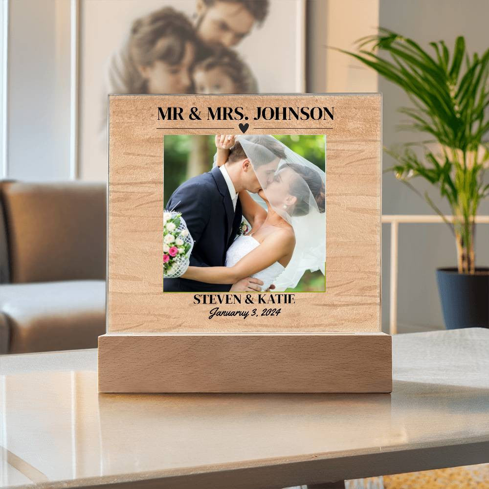Personalized Wedding Photo Frame - Acrylic Square Plaque