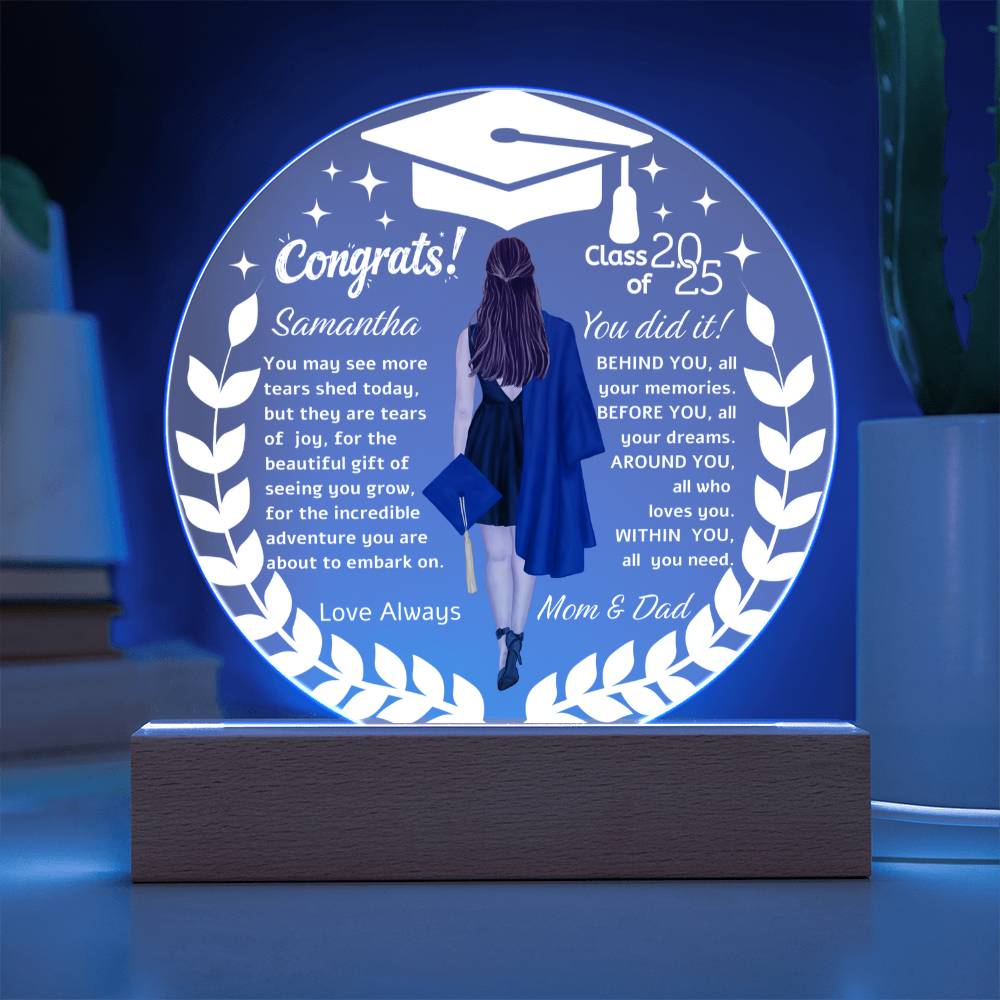 Personalized Name | Congrats Graduates | Acrylic Circle Plaque