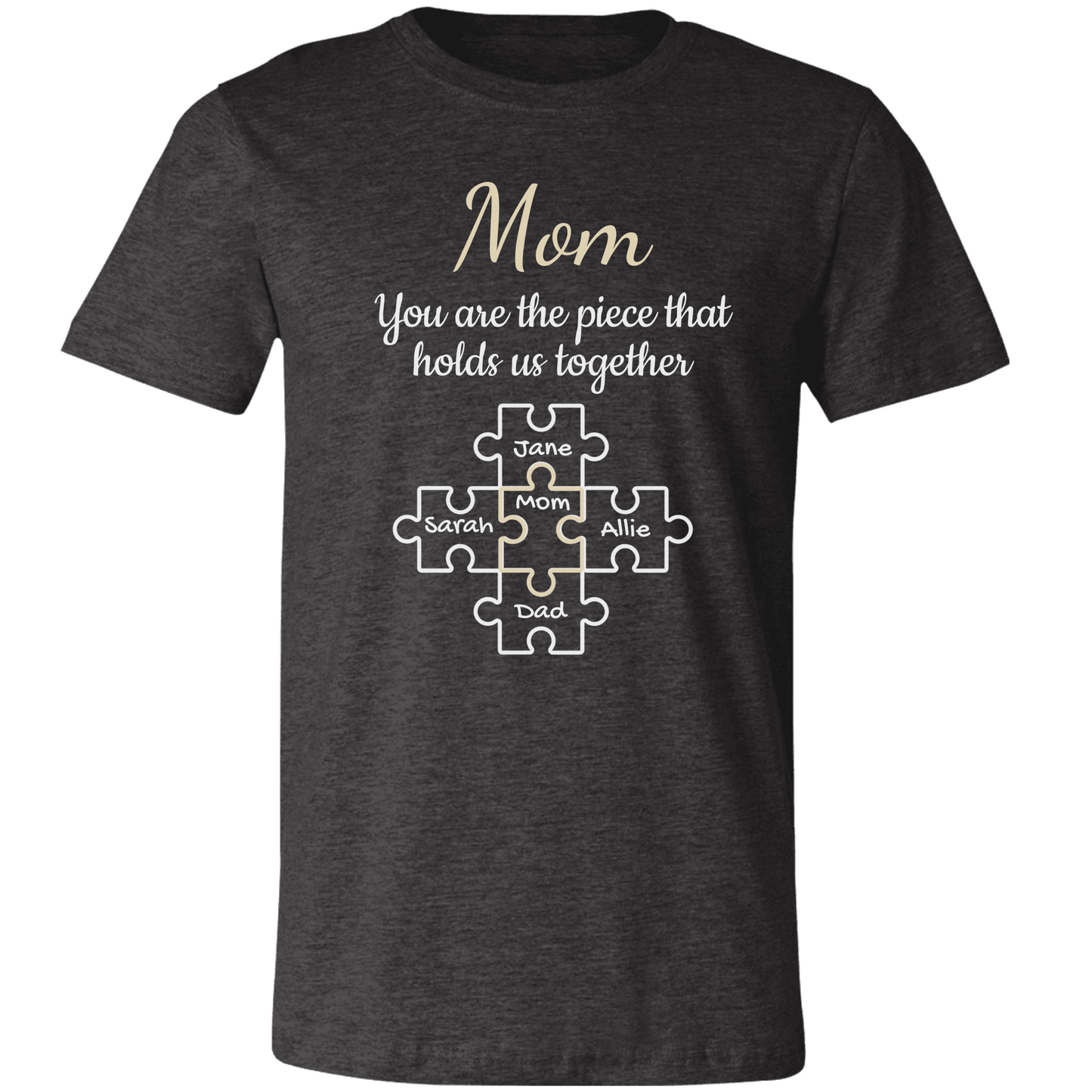 Personalized Names | On Mom Puzzle Piece | For Mother's Day | T-Shirt