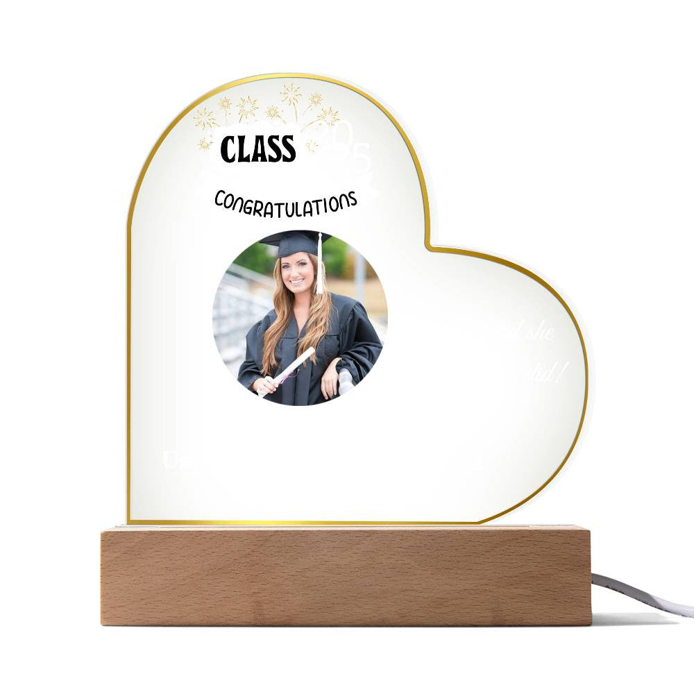 Personalized Photo and Names | Graduation |Class of 2025 | Acrylic Heart Plaque