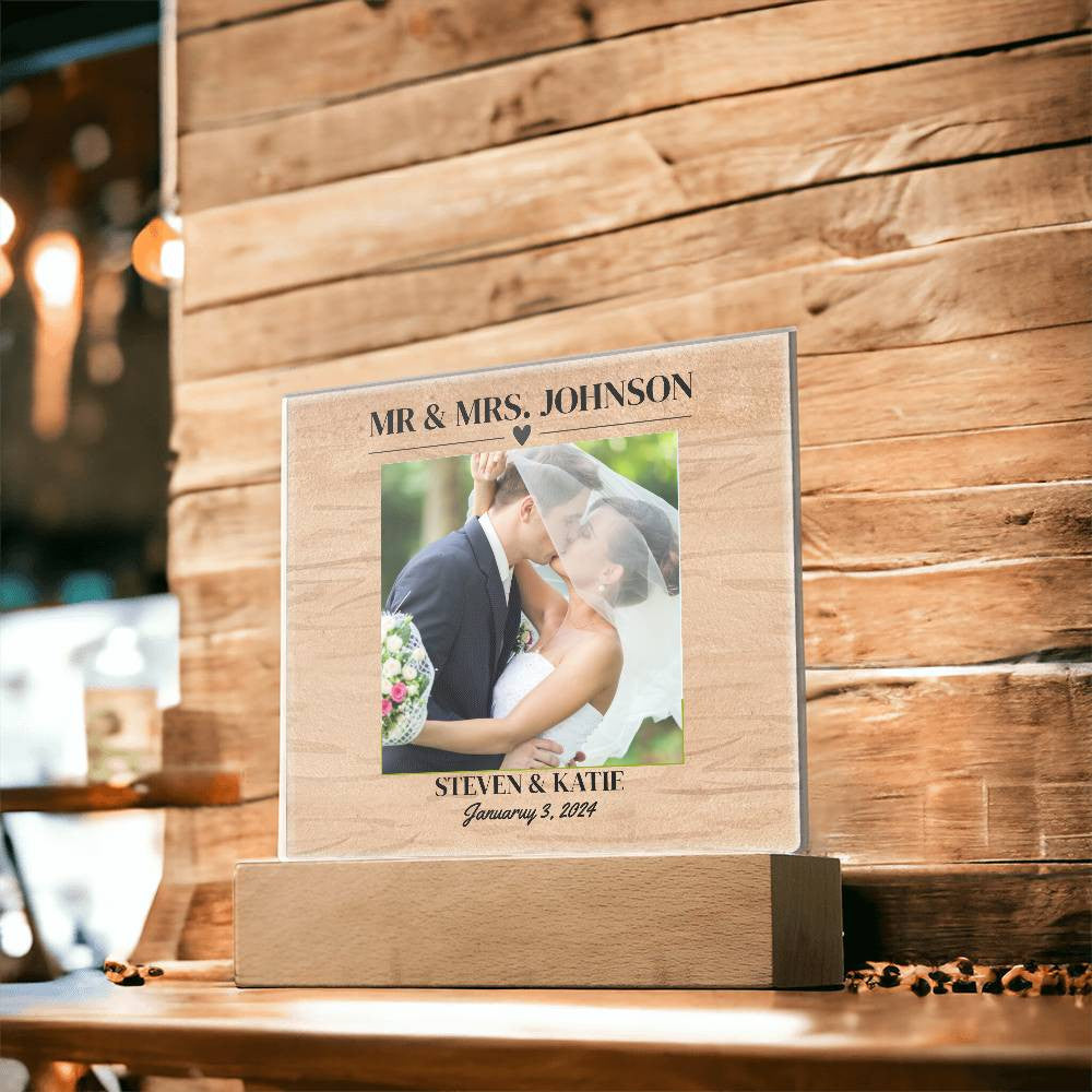 Personalized Wedding Photo Frame - Acrylic Square Plaque