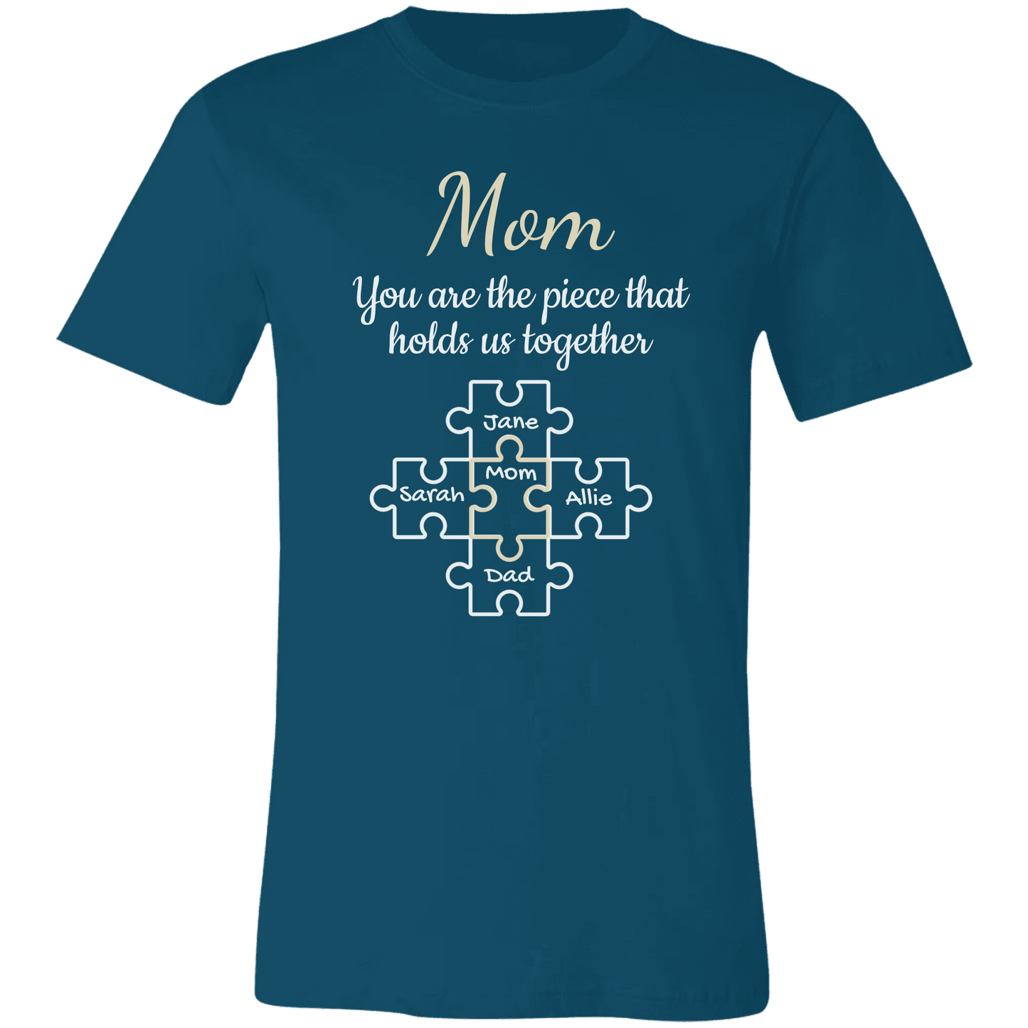 Personalized Names | On Mom Puzzle Piece | For Mother's Day | T-Shirt
