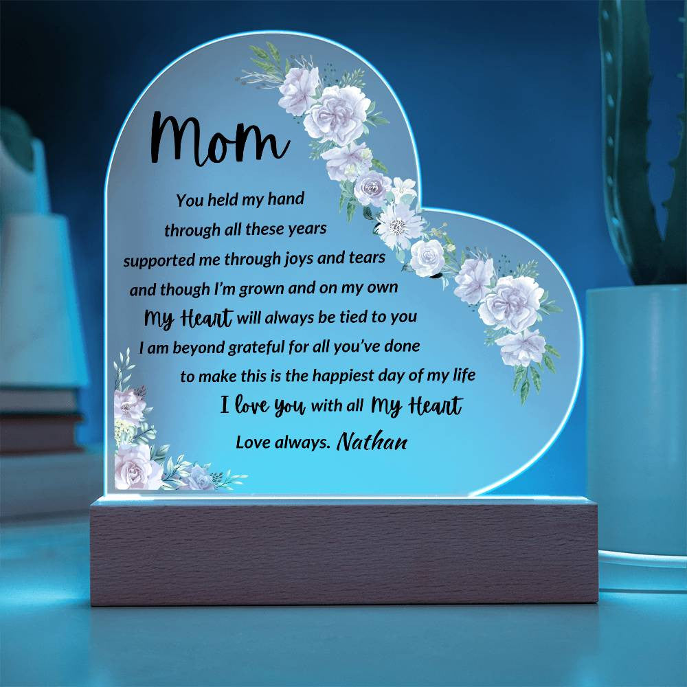 Personalized Name | Mom You Held My Hand | Acrylic Heart Plaque