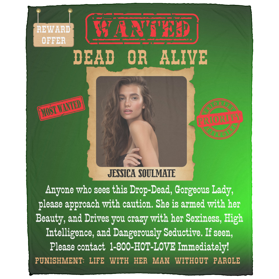 Wanted Dead Or Alive | Personalized Blanket