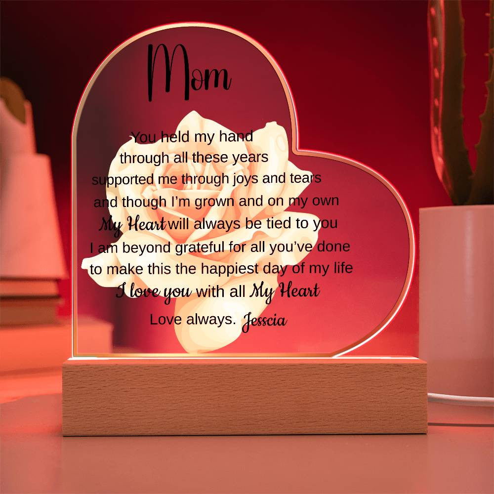 Personalized Mom or Dad Gift| Acrylic Heart Plaque