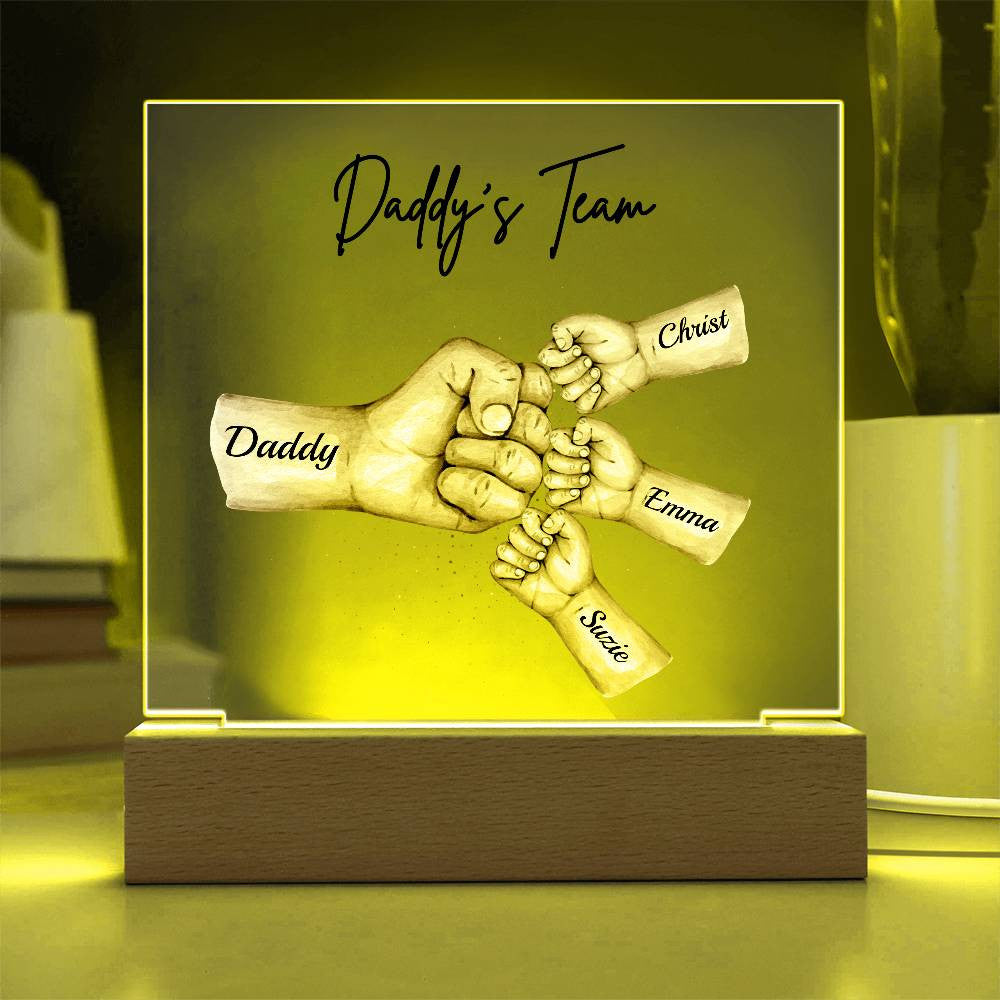 Daddy's Team | Personalized |Acrylic Plaque with LED Night Light