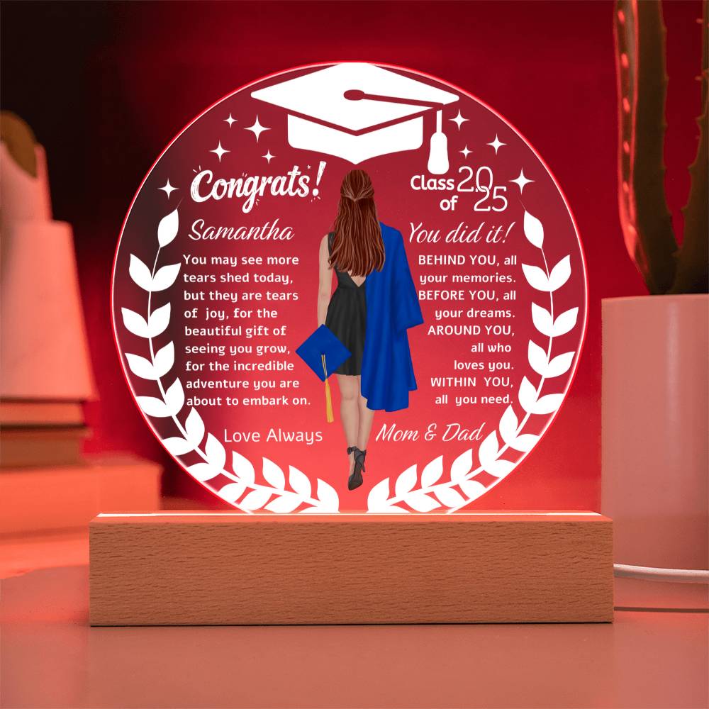 Personalized Name | Congrats Graduates | Acrylic Circle Plaque