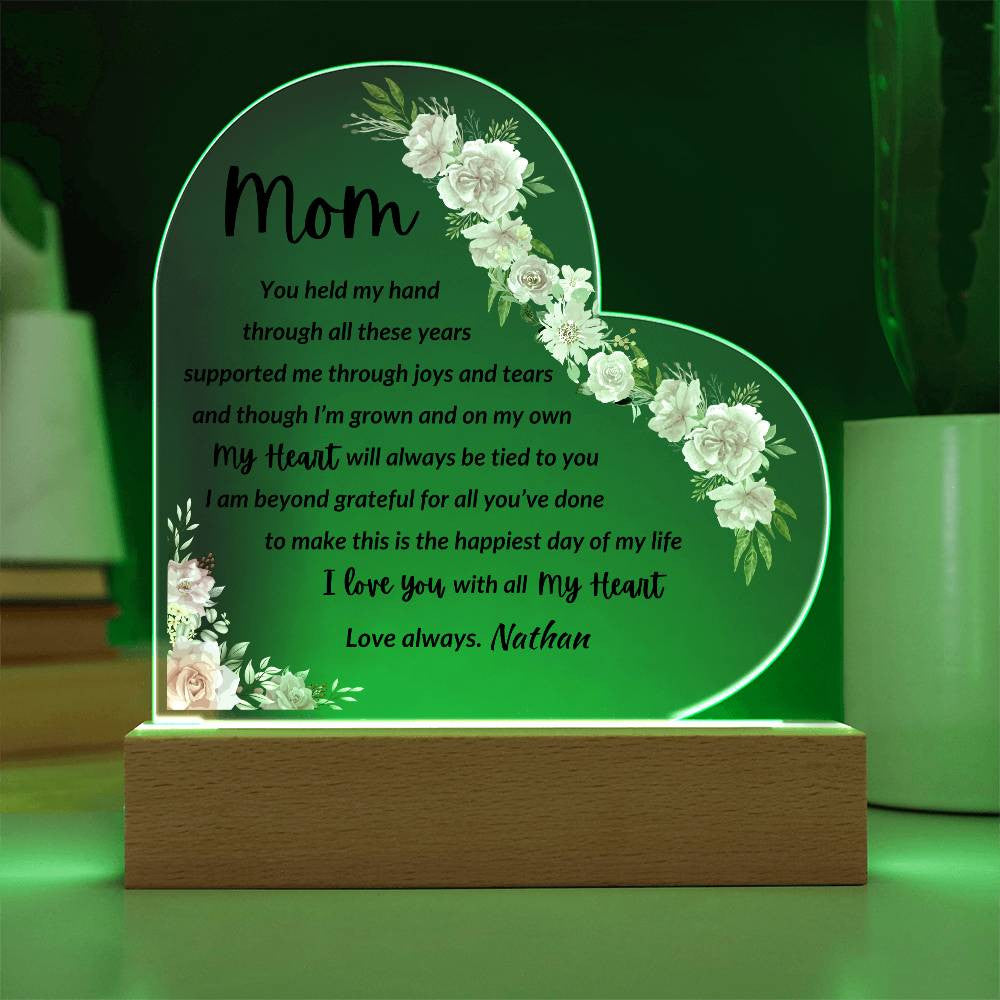 Personalized Name | Mom You Held My Hand | Acrylic Heart Plaque