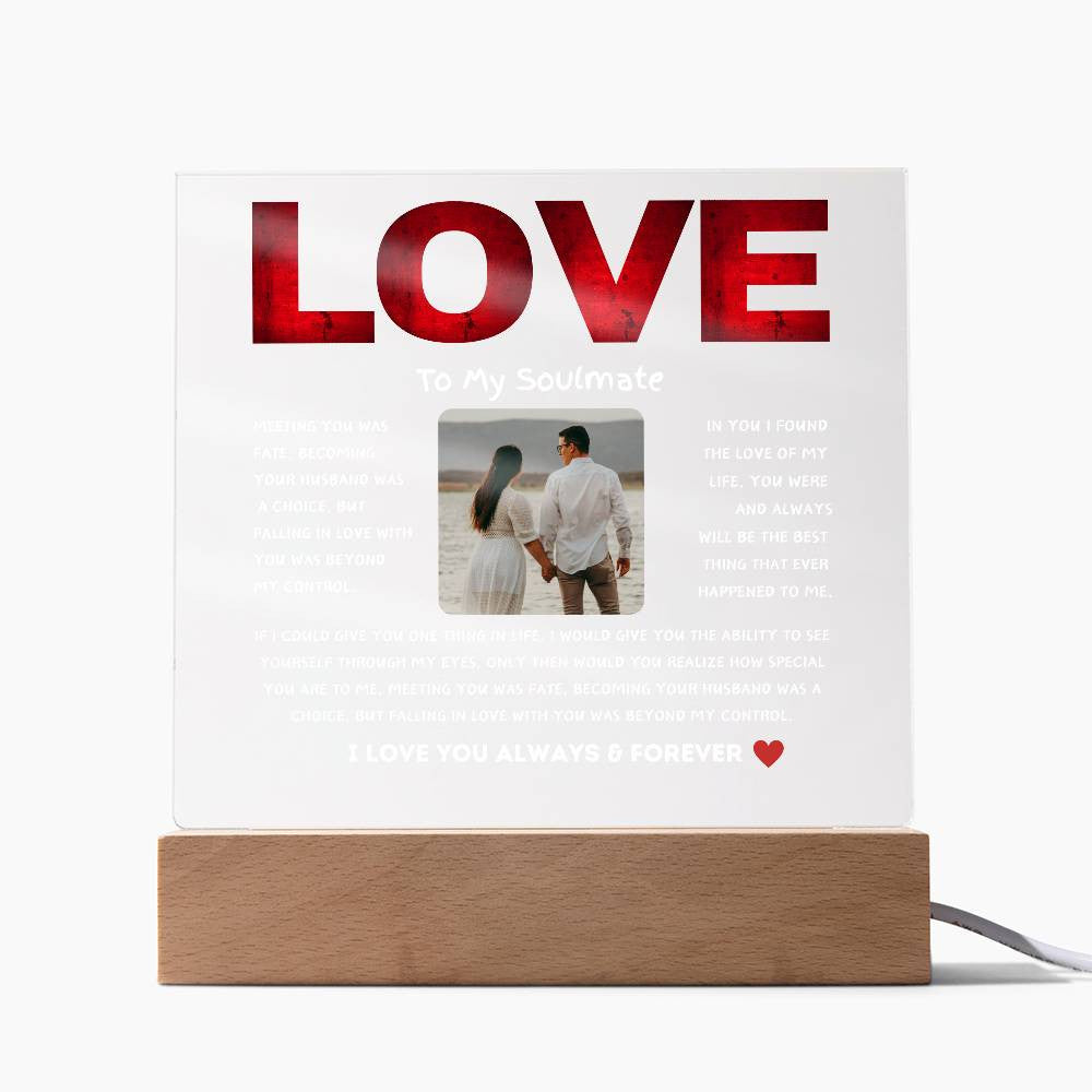 To My Soulmate Love Acrylic Square Plaque