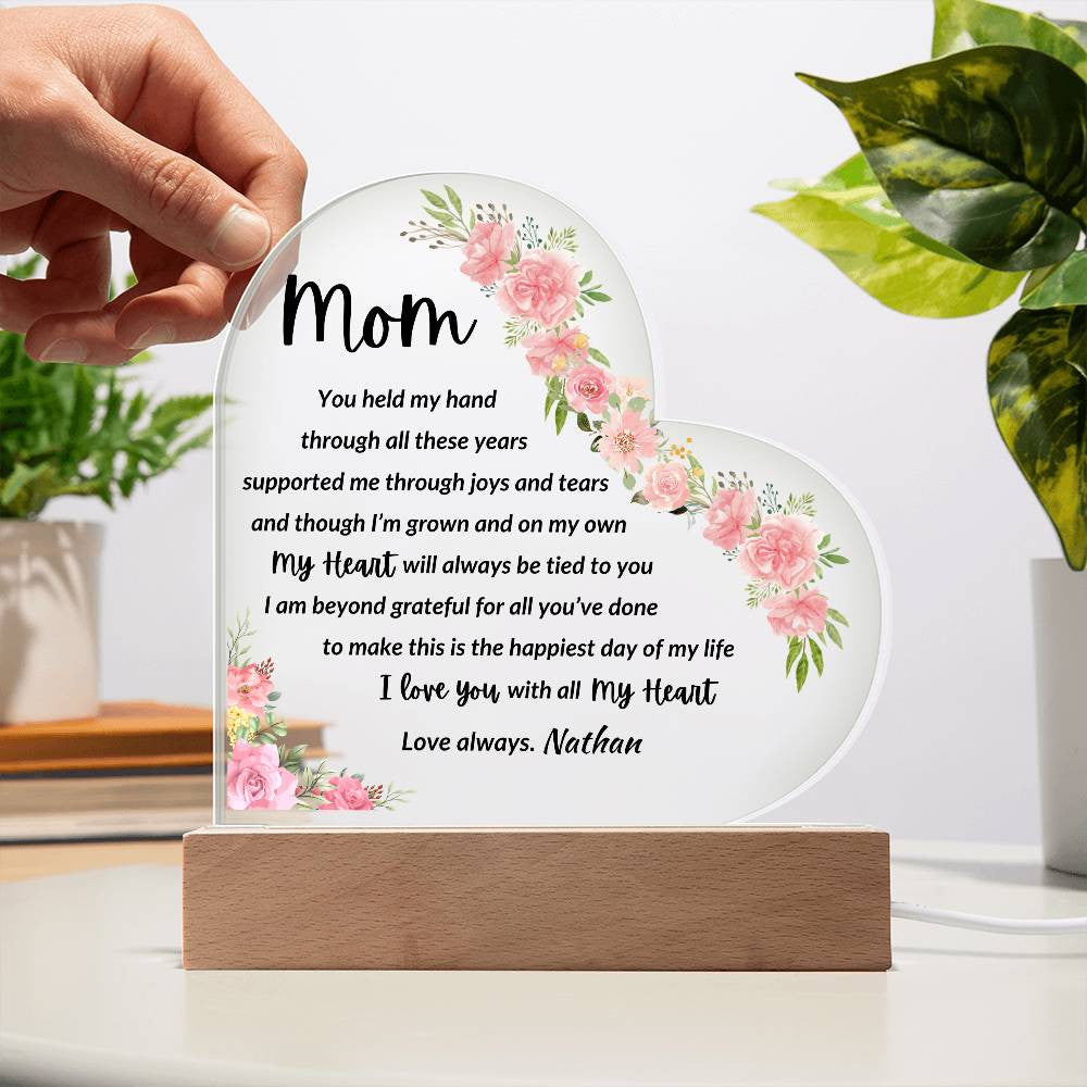 Personalized Name | Mom You Held My Hand | Acrylic Heart Plaque