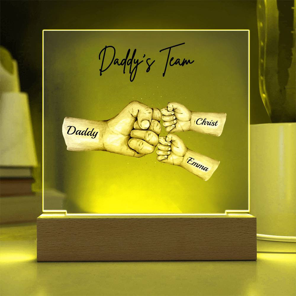 Daddy's Team | Personalized |Acrylic Plaque with LED Night Light