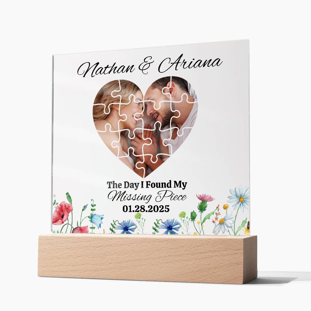 The Day I Found My Missing Piece | Acrylic Square Plaque | Multi-Background -Heart