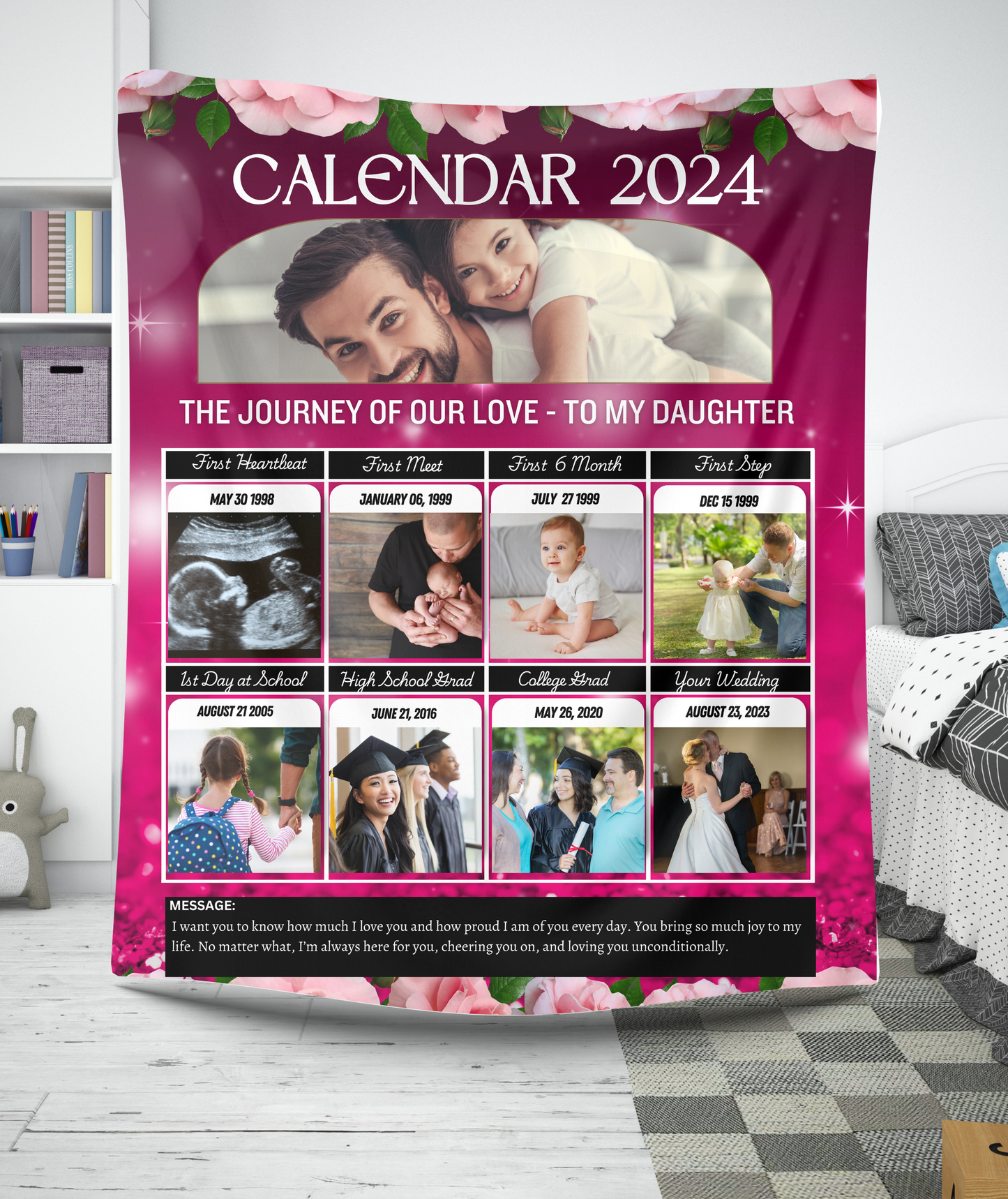 To my Daughter - Personalized Calendar Blanket
