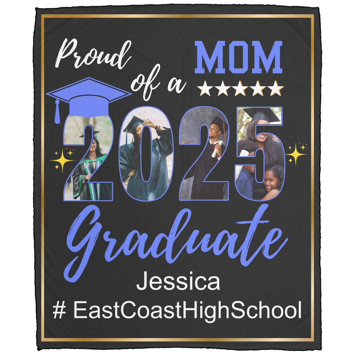 Personalized Name and School | Proud Mom of aGraduate | Blanket