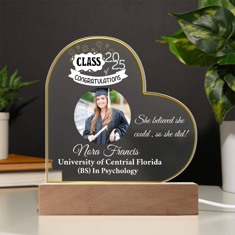 Personalized Photo and Names | Graduation |Class of 2025 | Acrylic Heart Plaque