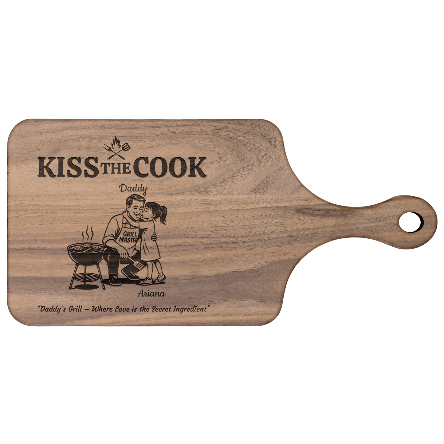 Kiss The Cook | Father's Day Gift | Hardwood Paddle Cutting Board
