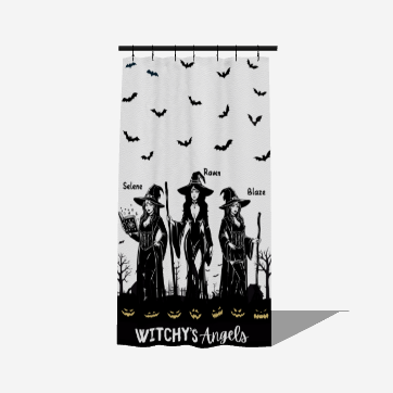 Witchy's Angels | Halloween Decor | Spooky Season | Sheer Window Curtain