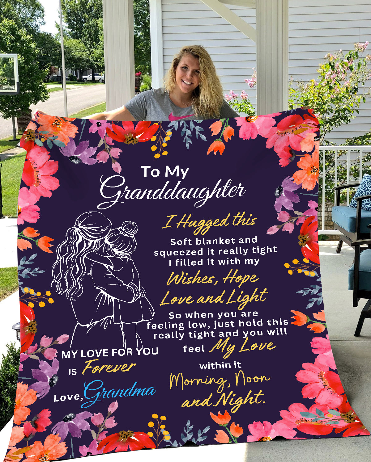 To My Granddaughter | Blanket | Pink Flowers