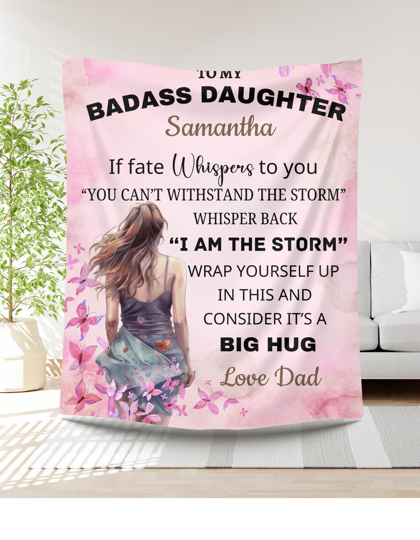 Personalize Gift | To My Badass Daughter | Blanket |