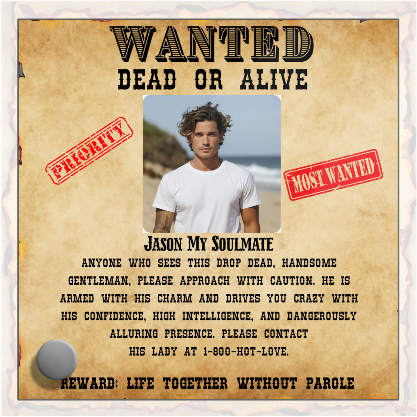 Wanted Dead or Alive | Personalized Lumenglass Plaque with | Black Chronograph Watch