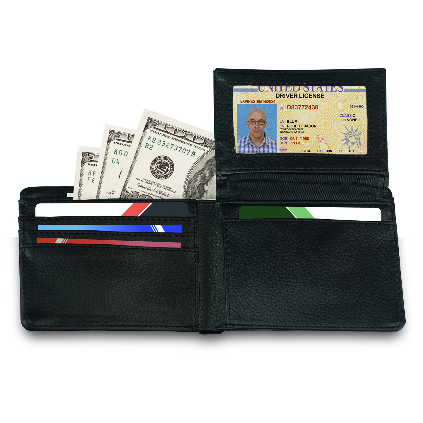 The Man | The Legend | The Best Dad | Personalized | Gentleman's 2 Fold Faux Leather Wallet |