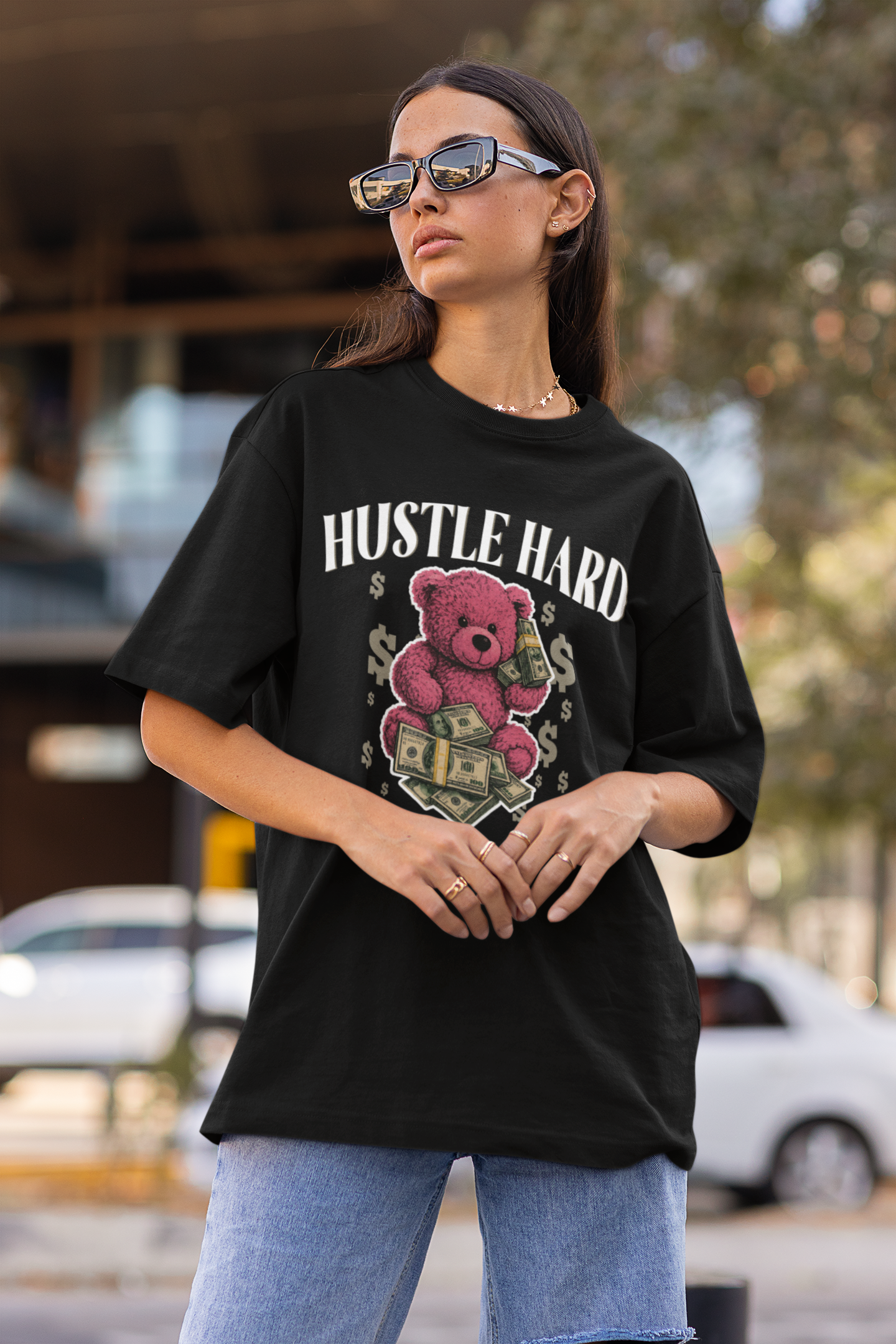 Hustle Hard | Pink Teddy | T-Shirt