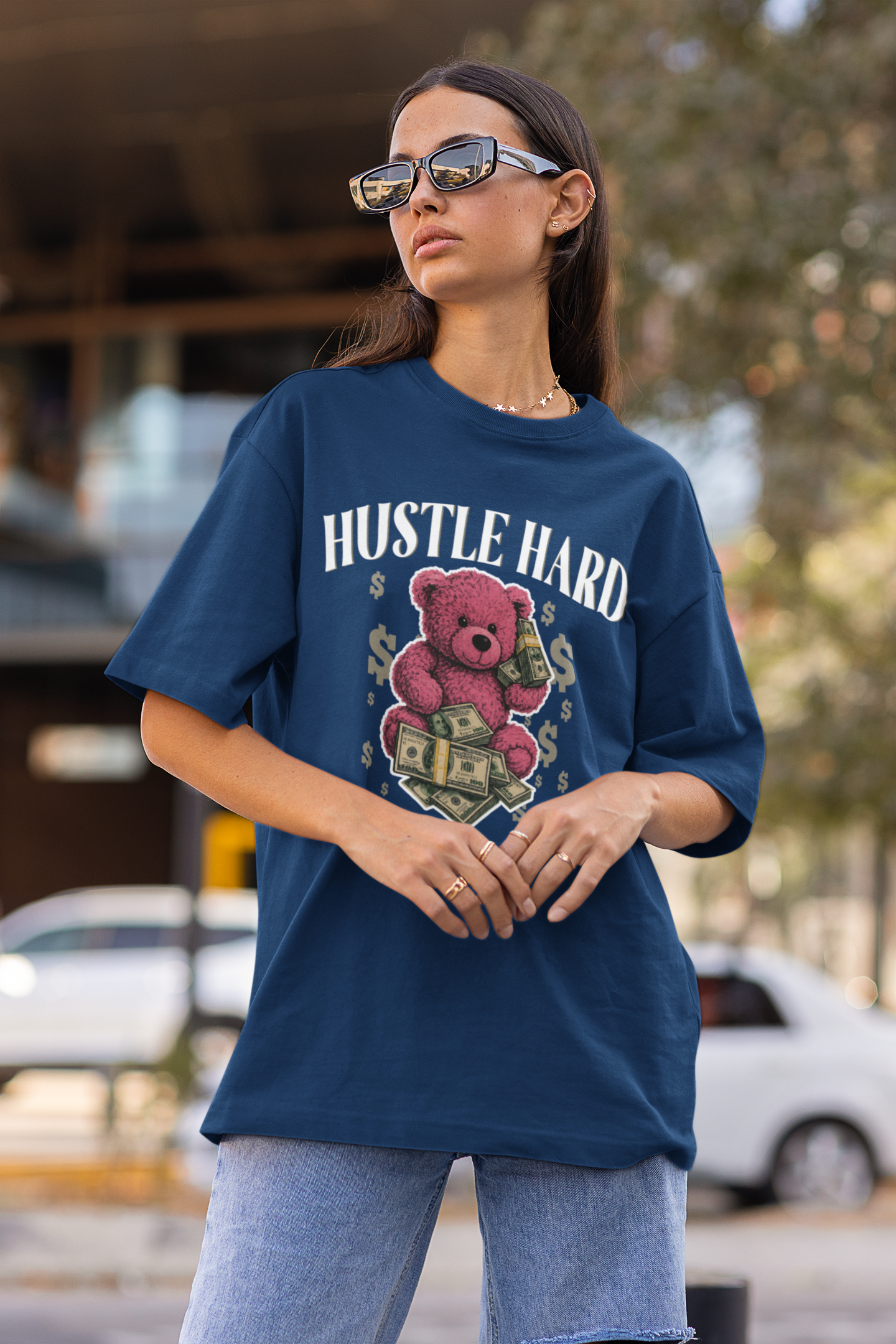 Hustle Hard | Pink Teddy | T-Shirt