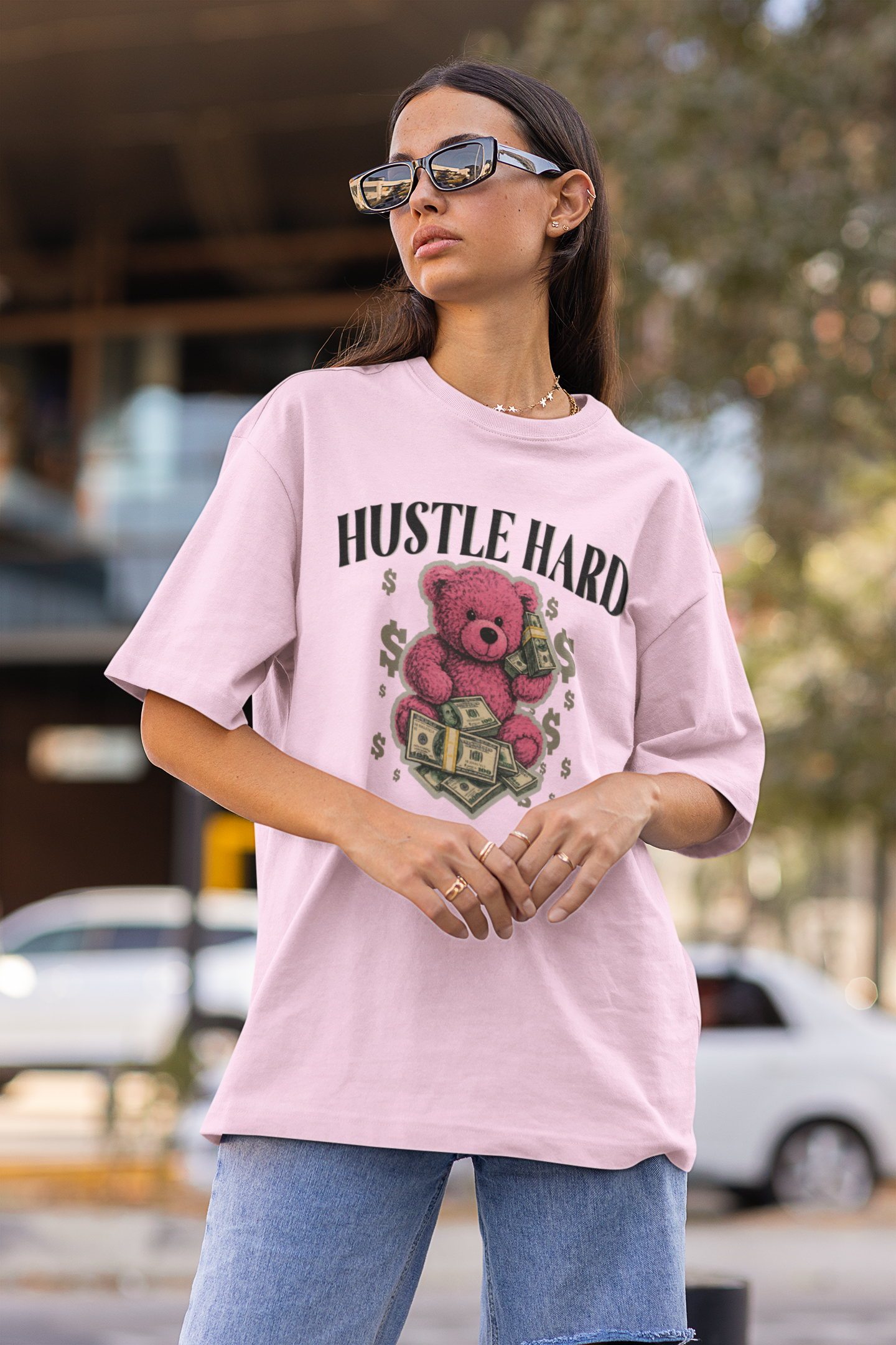 Hustle Hard | Pink Teddy | T-Shirt