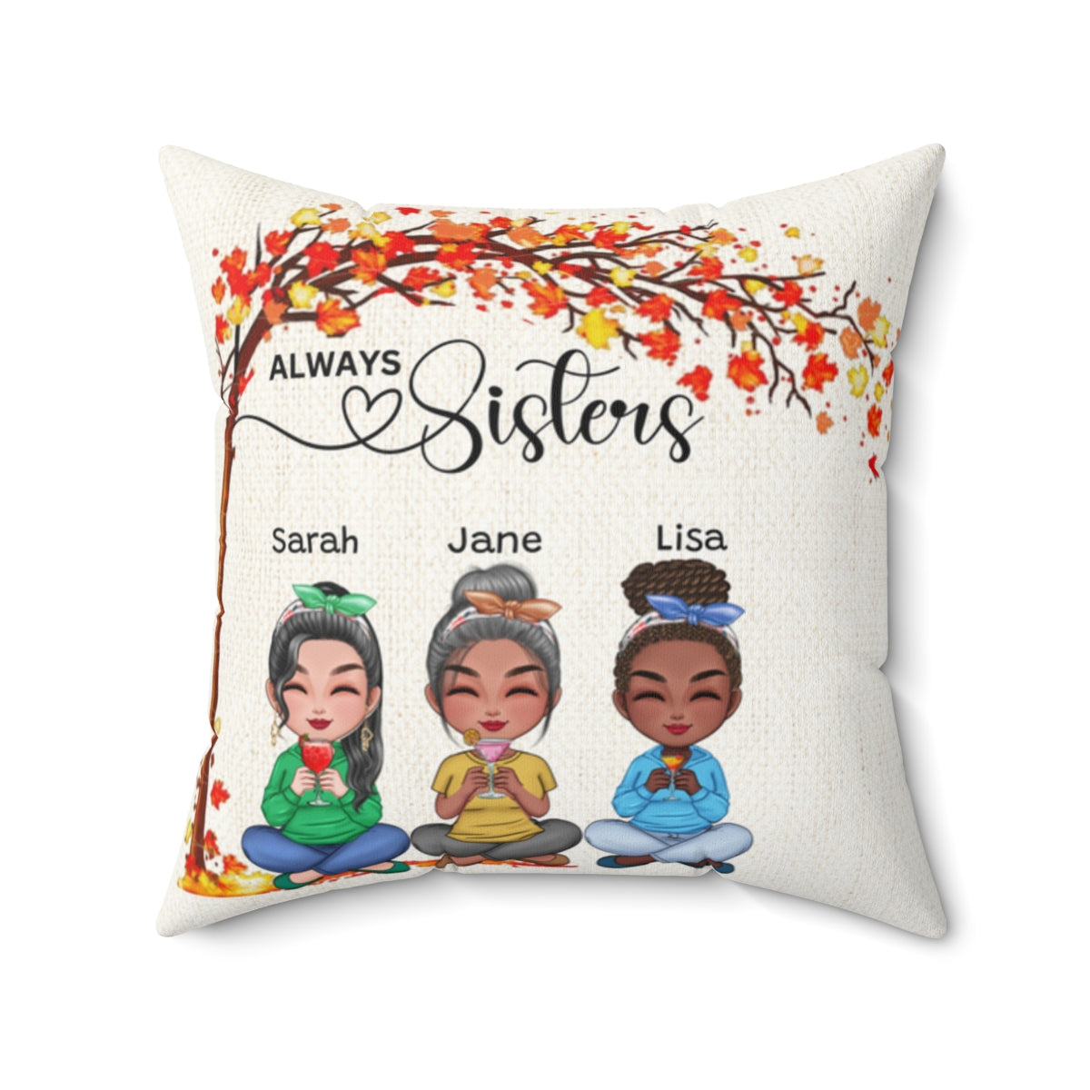 Personalized Pillow | Always Sisters | Fall Girls