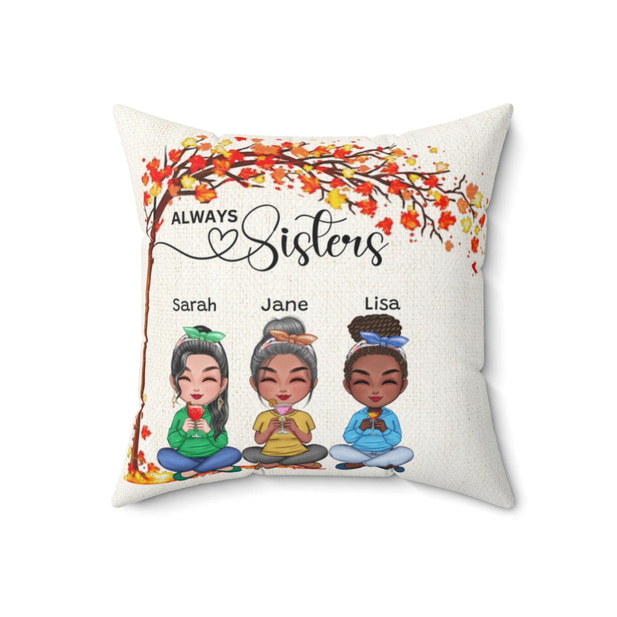 Personalized Pillow | Always Sisters | Fall Girls