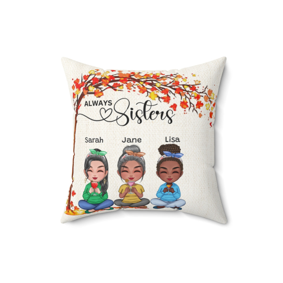 Personalized Pillow | Always Sisters | Fall Girls